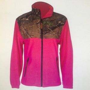 Pink and Camo Fleece Full Zip Wind Jacket